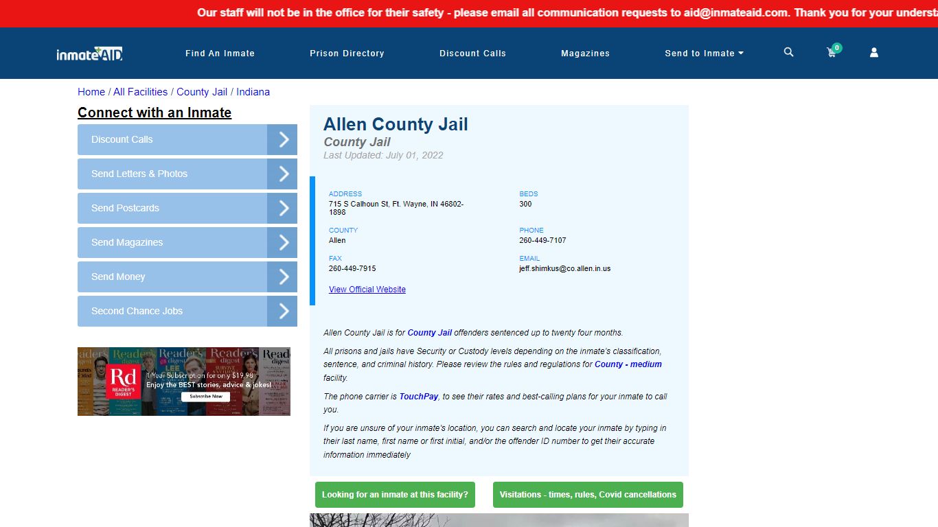 Allen County Jail - Inmate Locator - Ft. Wayne, IN