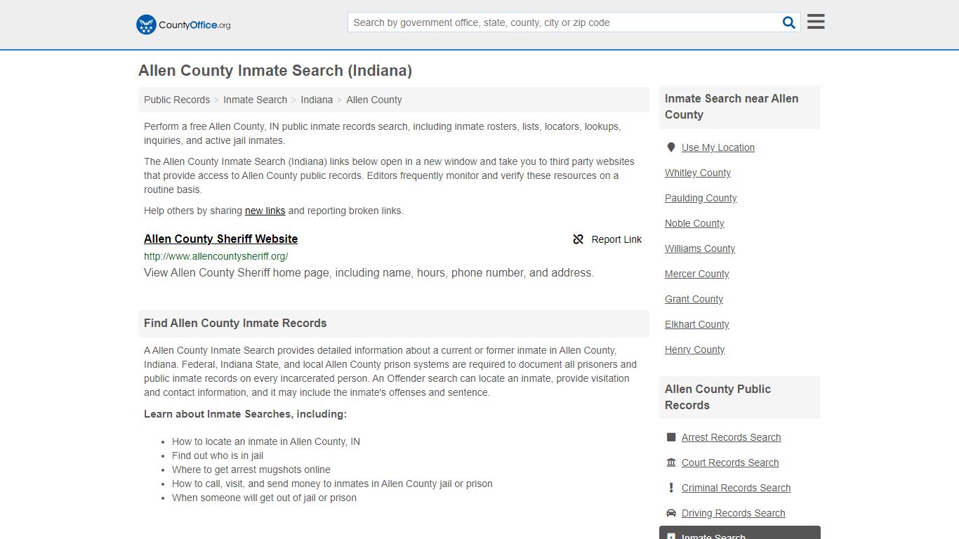 Inmate Search - Allen County, IN (Inmate Rosters & Locators)